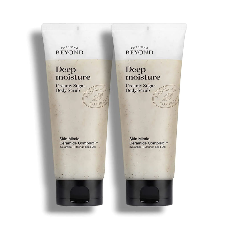 BEYOND Deep Moisture Creamy Sugar Body Scrub 1+1 with Ceramide & Moringa Oil - Hydrating Body Exfoliator for Dry Sensitive Skin - Korean Skin Care - Body Gift Set (260 g/8.79 fl oz*2)
