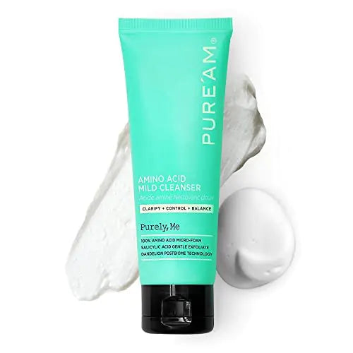PUREAM - Gentle Face Wash with Amino Acids Salicylic Acid - 4.05 Fl.oz 120ml - Korean Face Cleanser - Clarifying Foaming Deep Pore Cleaning pH Balancing Oil Control - Authentic Korean Skin Care